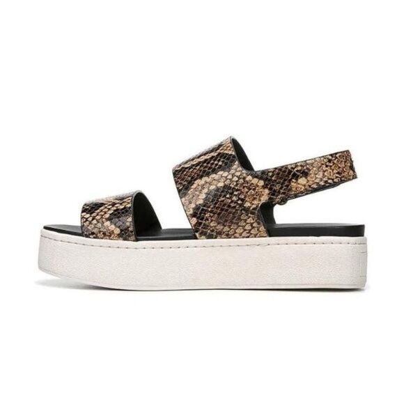 VINCE Westport Leather Snake Embossed Platform Sandals Size 10 - Picture 4 of 12